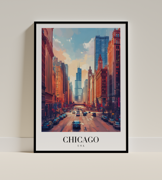Chicago, USA – Urban Downtown City Poster