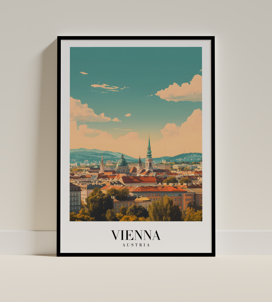 Vienna Panorama Poster – Rooftops and Romantic Skies