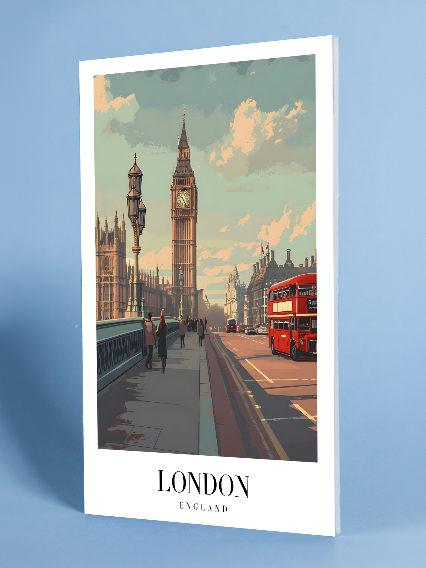 London Cityscape Poster – Big Ben and Double Decker Bus