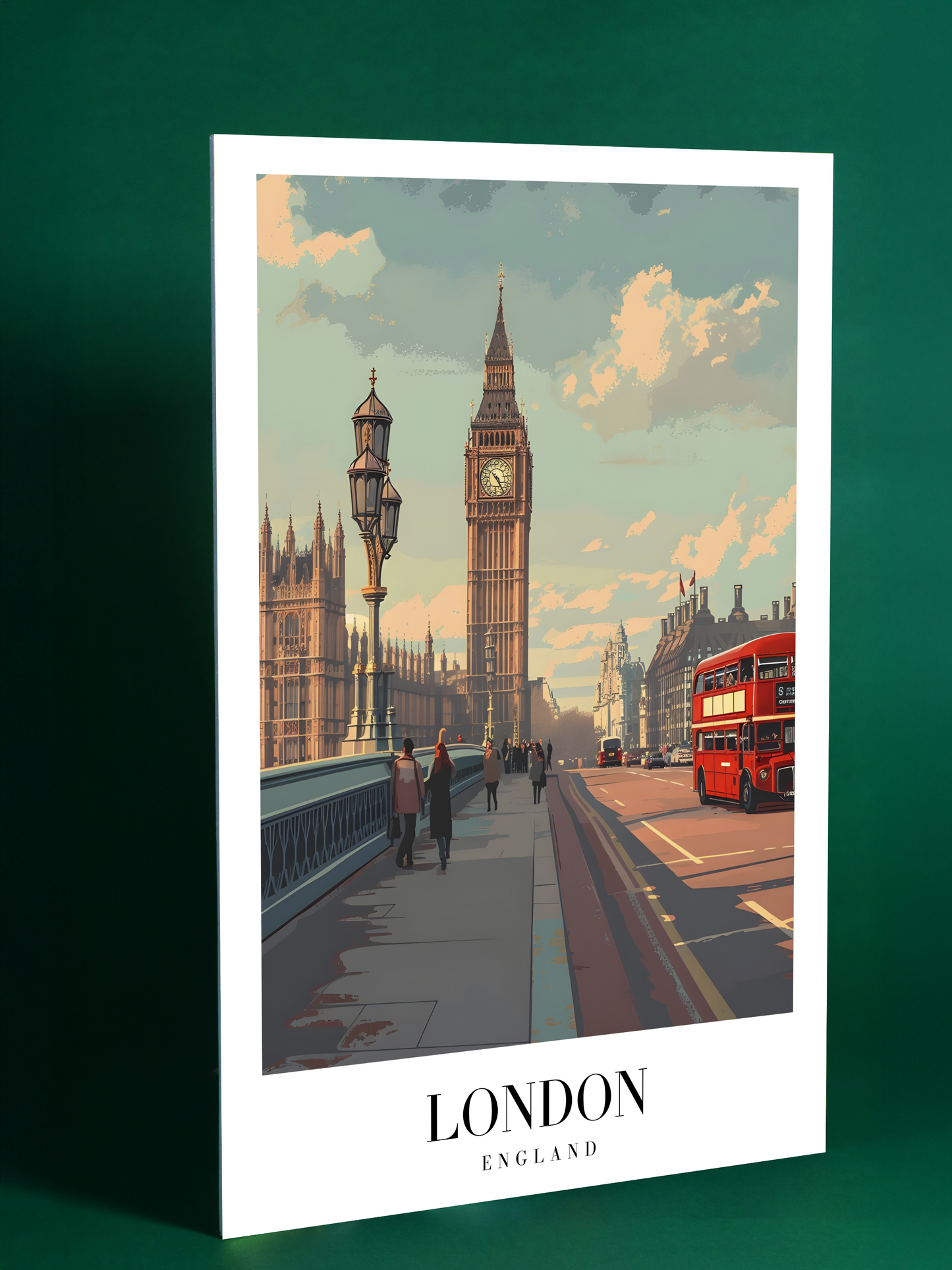 London Cityscape Poster – Big Ben and Double Decker Bus