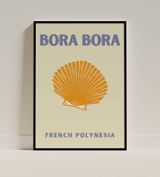 Bora Bora French Polynesia Vintage Shell Poster