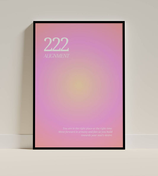 222 Alignment Angel Number Poster – Pastel Pink