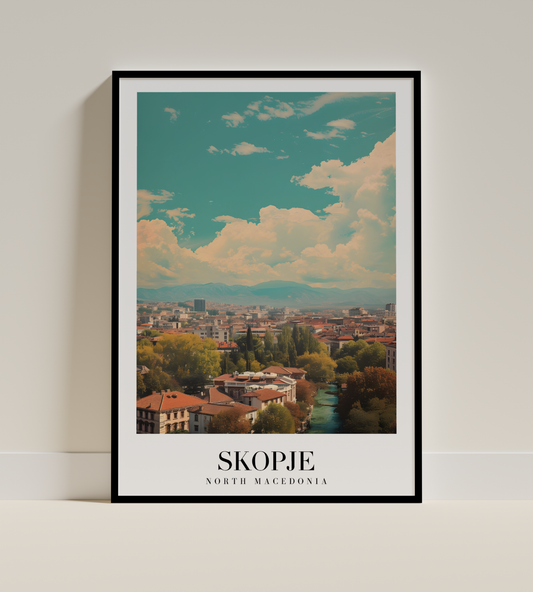 Skopje, North Macedonia – Scenic City View Poster