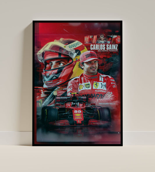 Carlos Sainz Ferrari F1 Team Poster