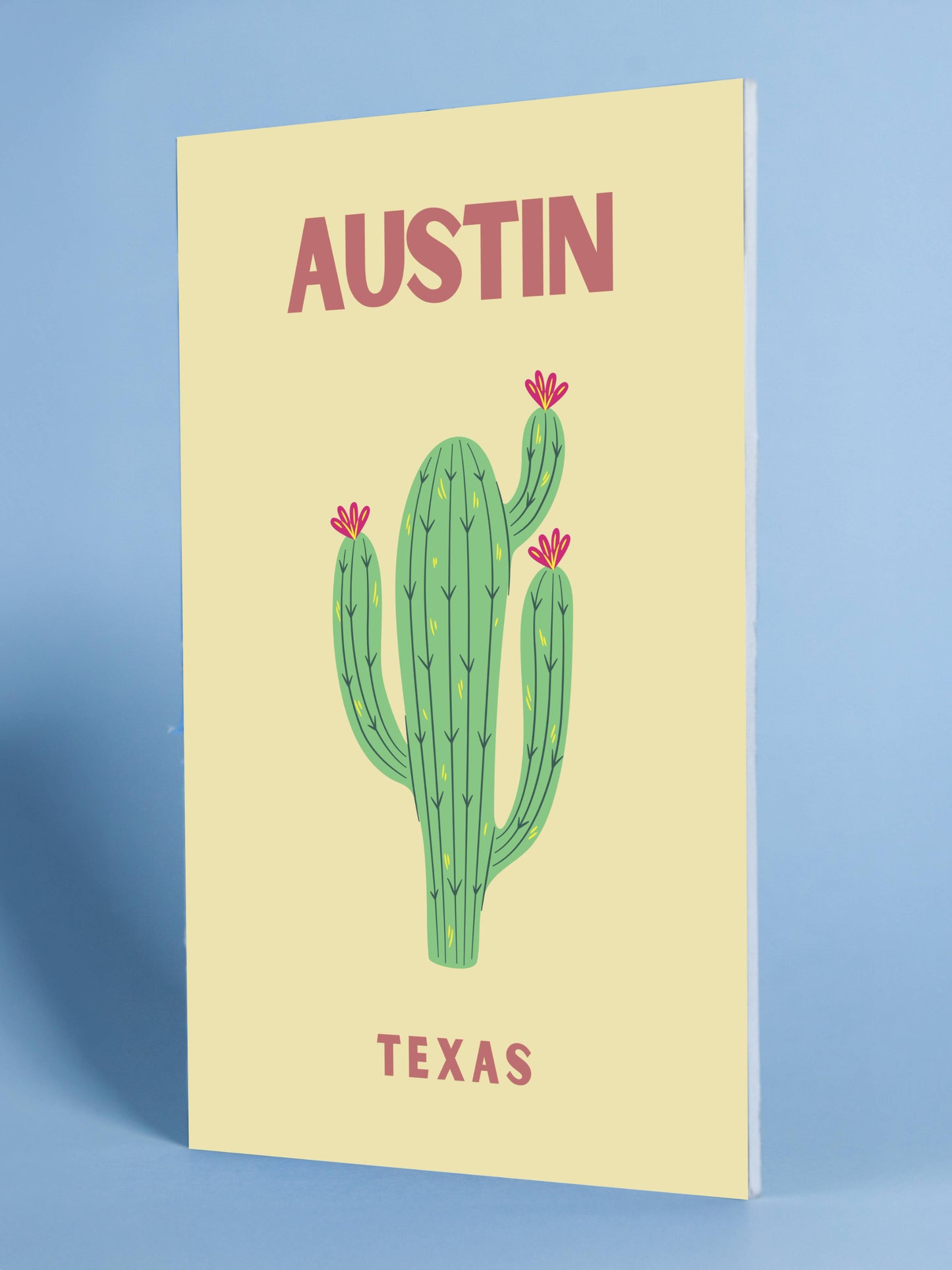 Austin Texas Cactus Poster – Colorful Southwest Wall Art