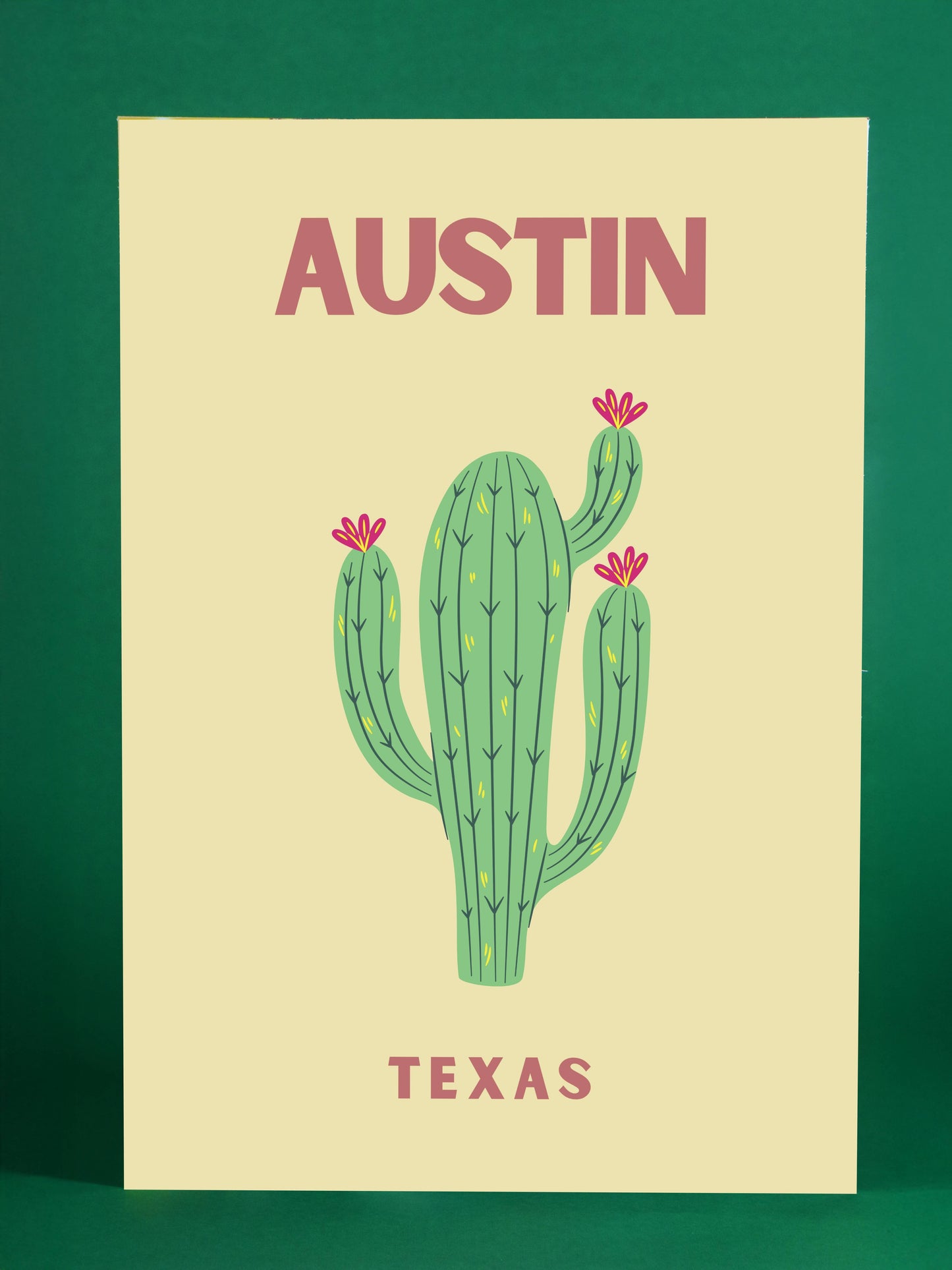 Austin Texas Cactus Poster – Colorful Southwest Wall Art