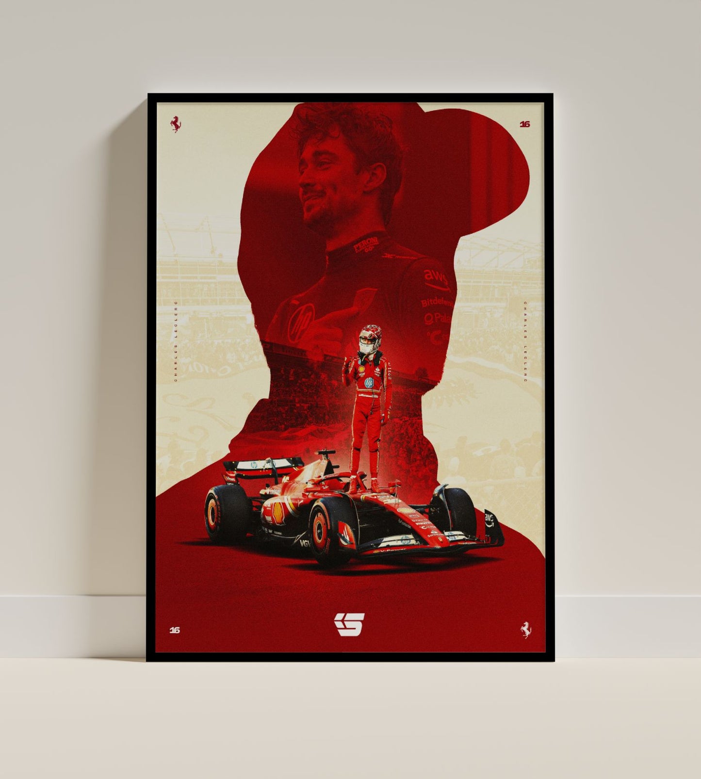 Charles Leclerc Ferrari Art – F1 Car & Driver Silhouette Poster