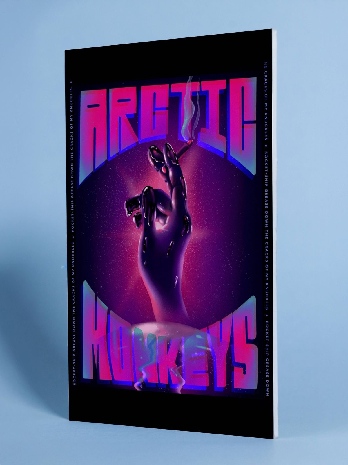 Arctic Monkeys neon hand art poster