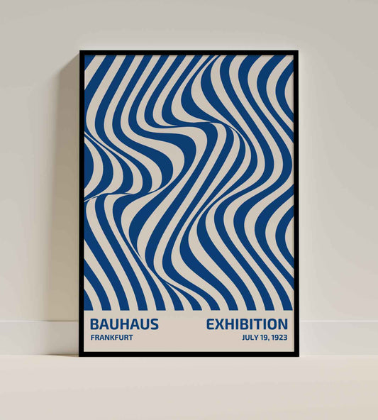 Bauhaus Frankfurt Exhibition Poster – 1923 Blue Waves