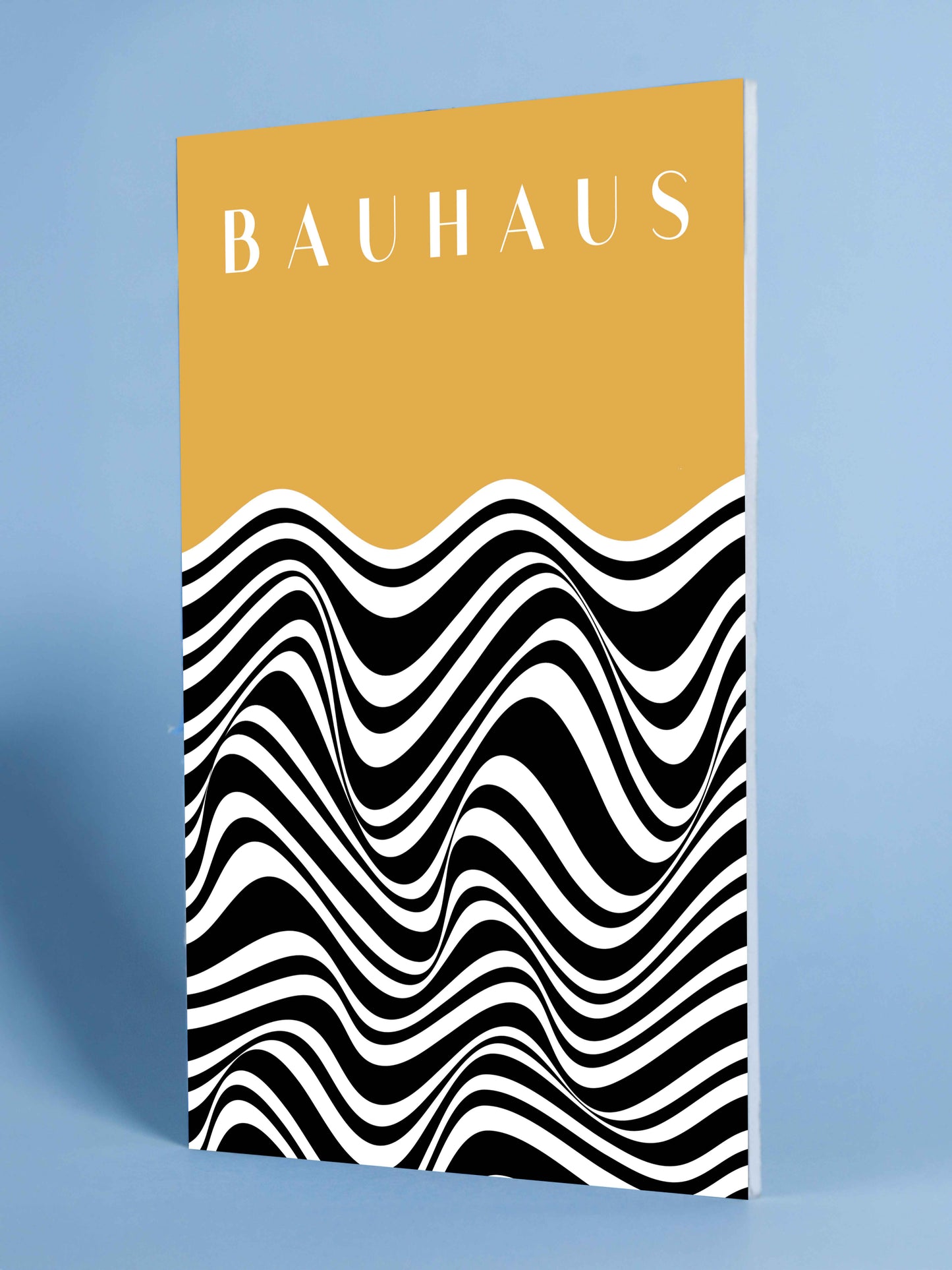 Modern Bauhaus Abstract Wave Poster – Yellow & Black