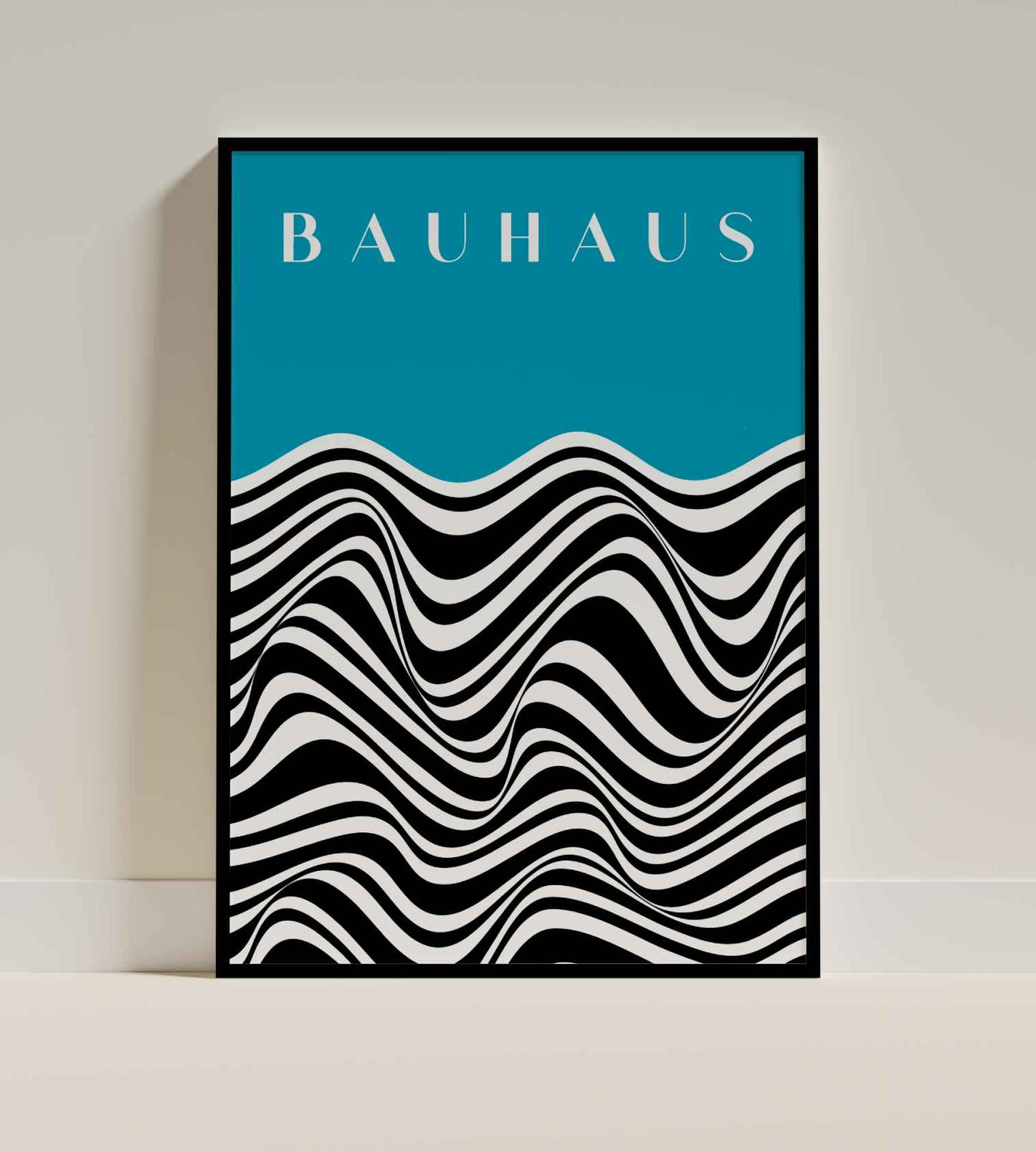Bauhaus Abstract Wave Art Print – Blue Accent
