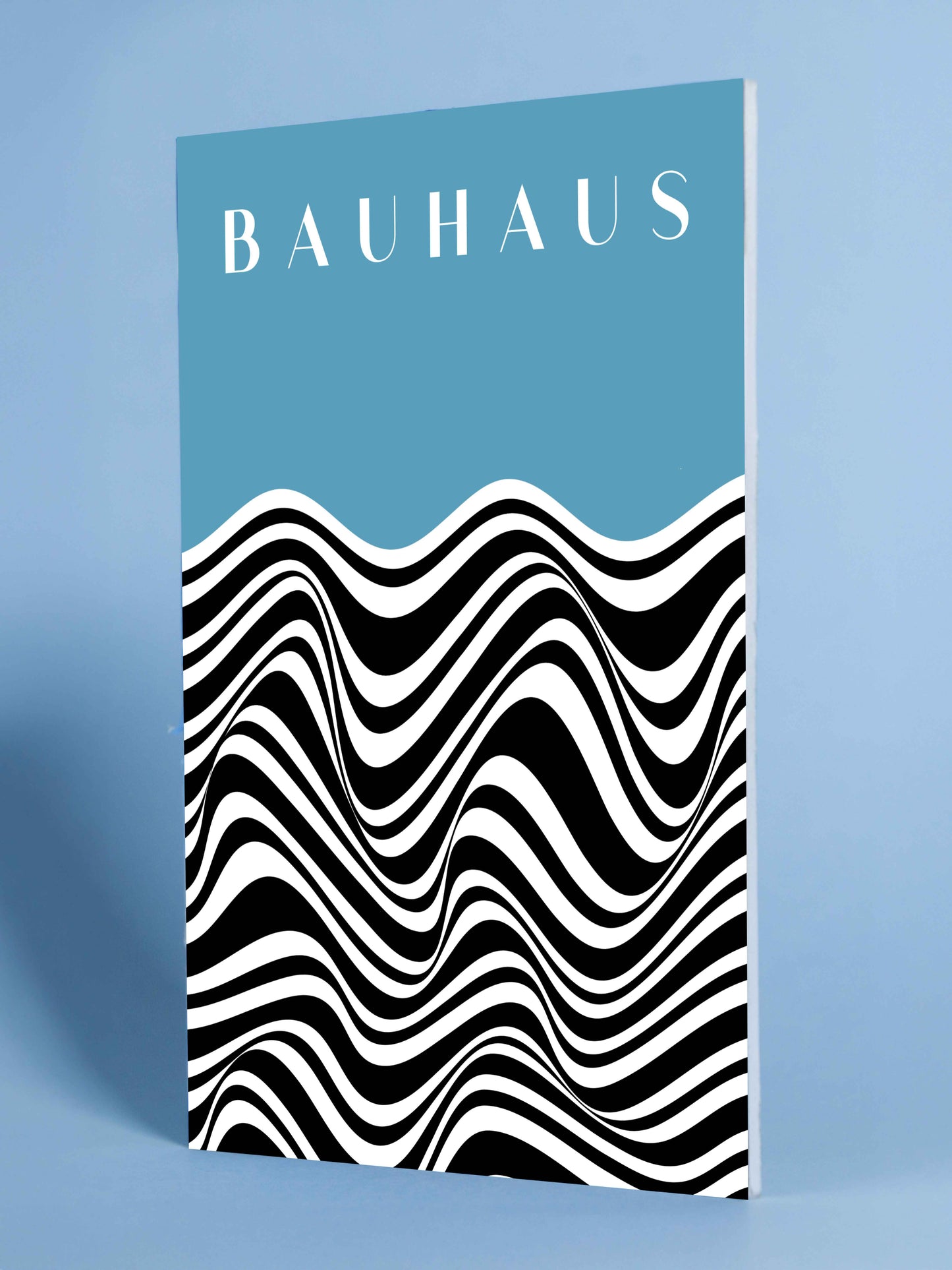 Bauhaus Abstract Wave Art Print – Blue Accent