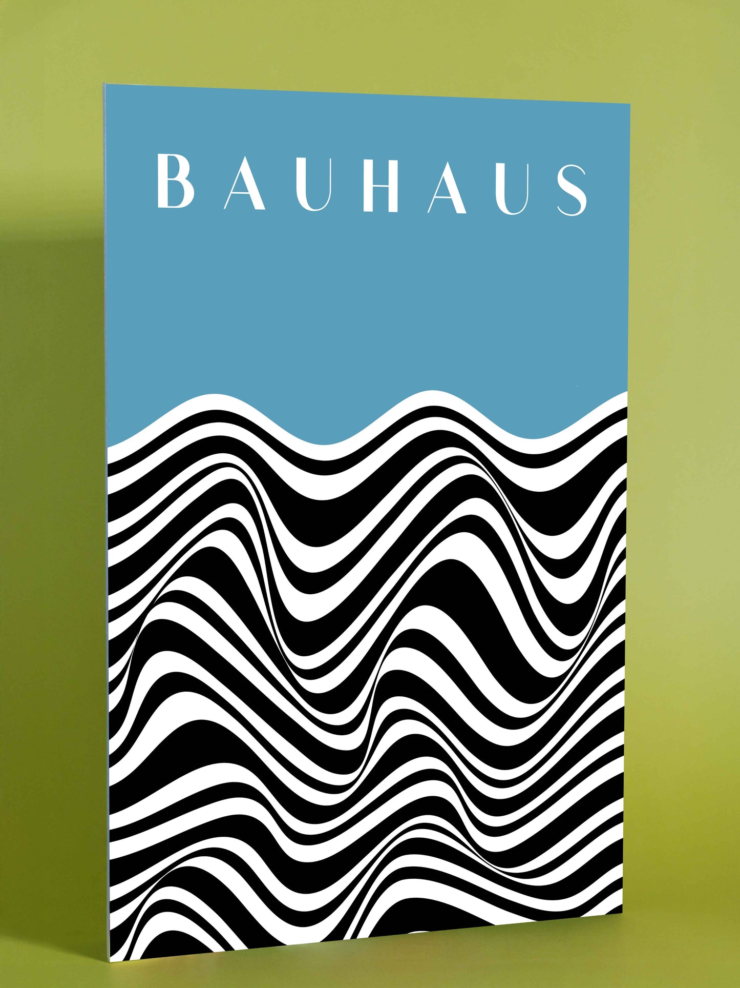 Bauhaus Abstract Wave Art Print – Blue Accent