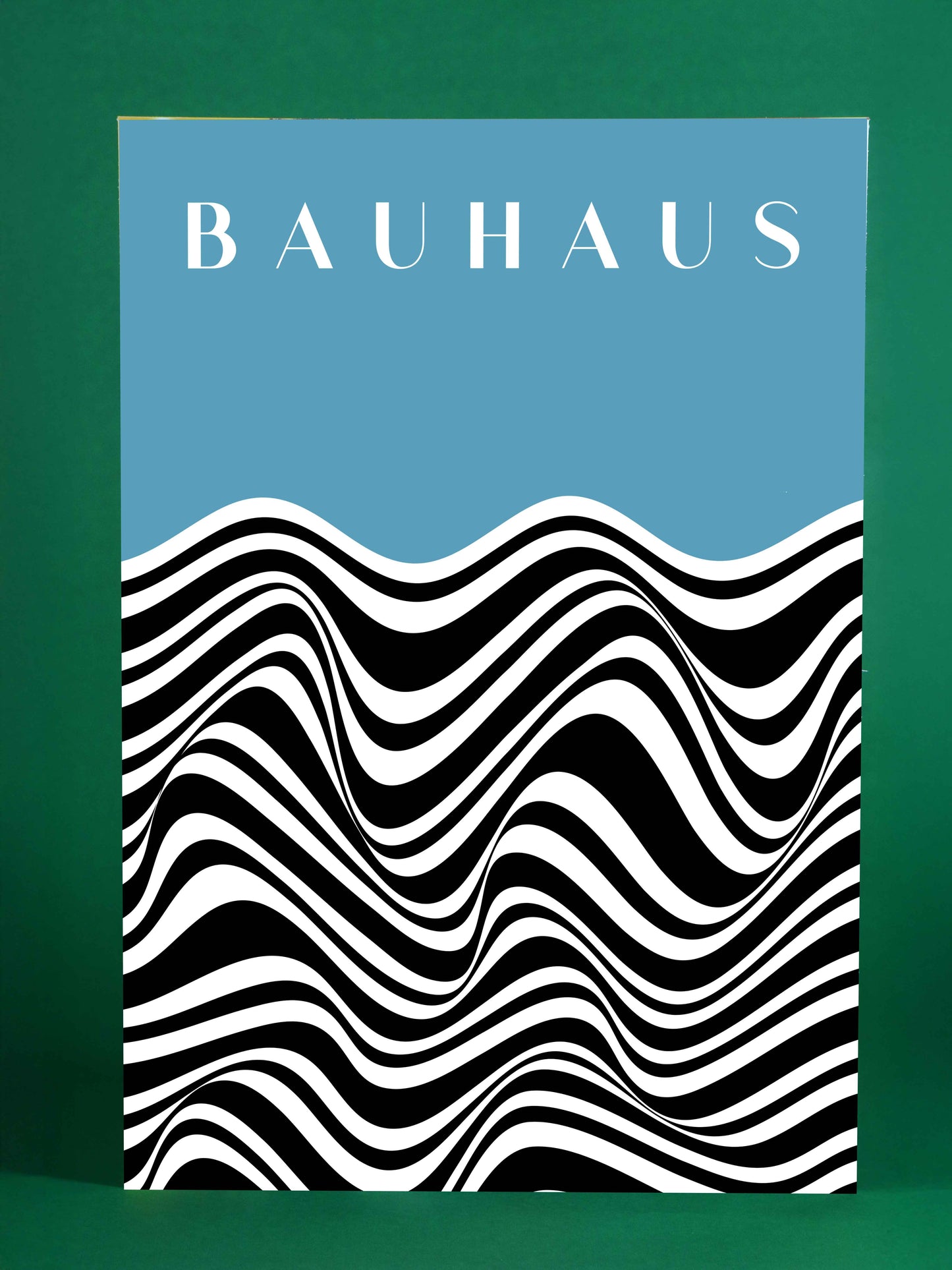 Bauhaus Abstract Wave Art Print – Blue Accent
