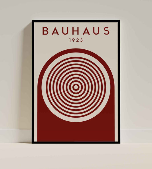 Bauhaus Concentric Circles Poster (1923) – Maroon Edition