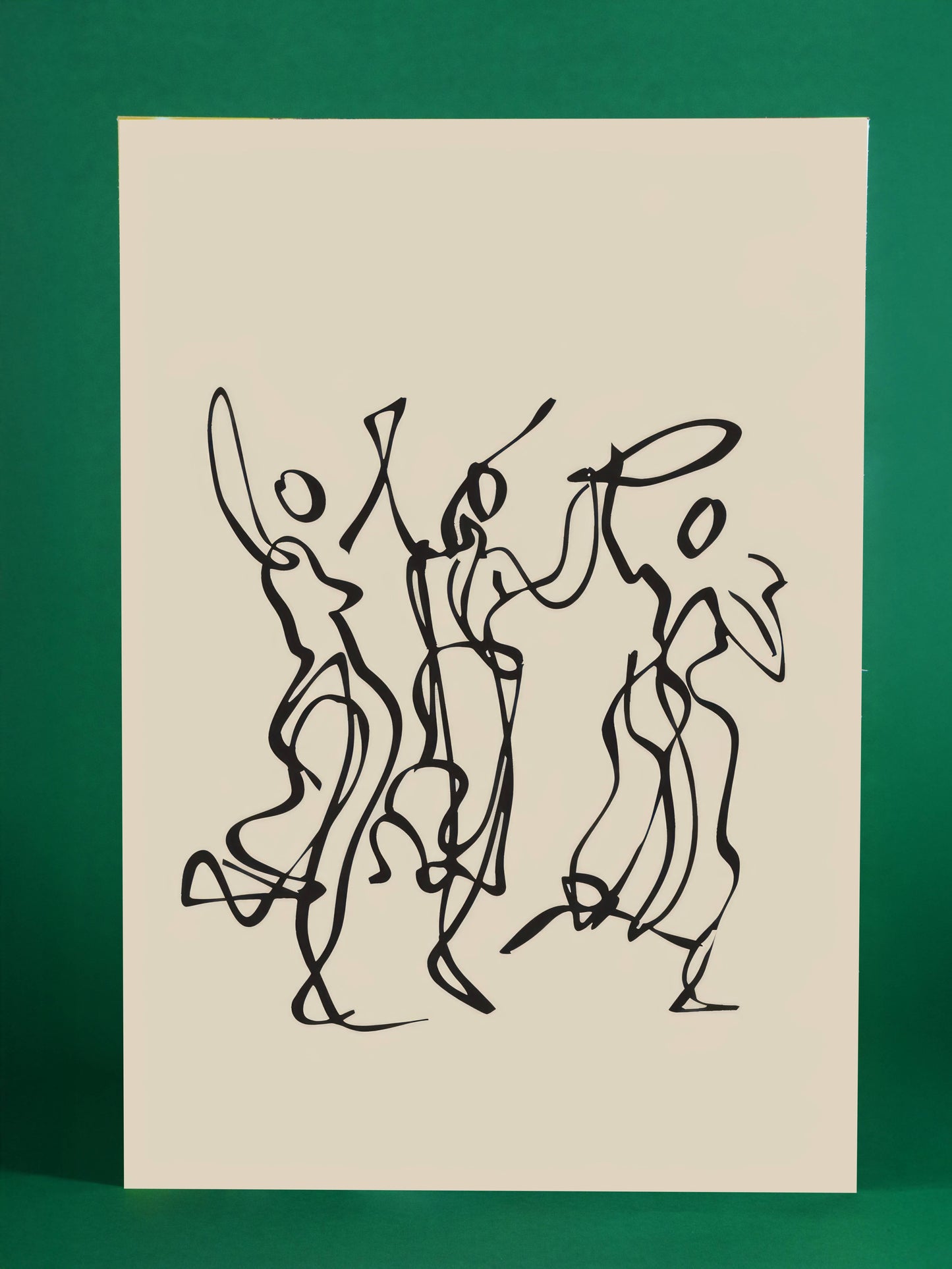 Joyful Expression – Dancing Figures Line Art Print