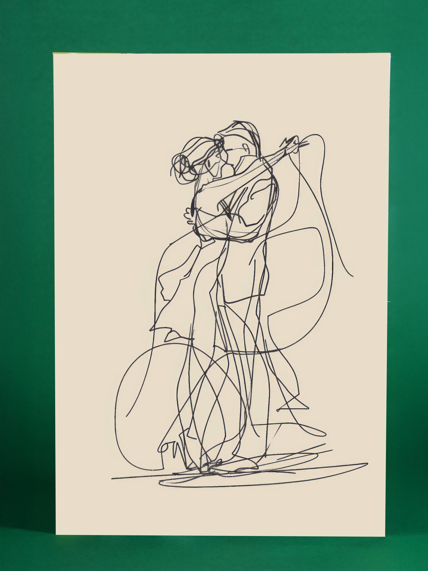 Embrace in Motion – Romantic Couples Contour Drawing