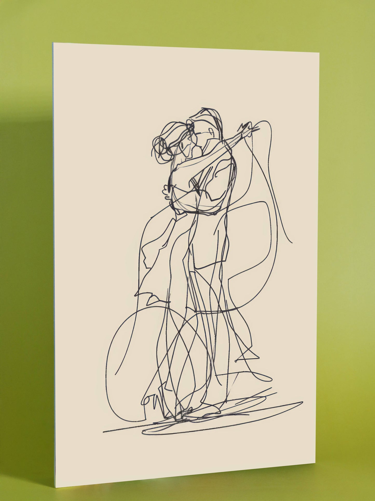 Embrace in Motion – Romantic Couples Contour Drawing