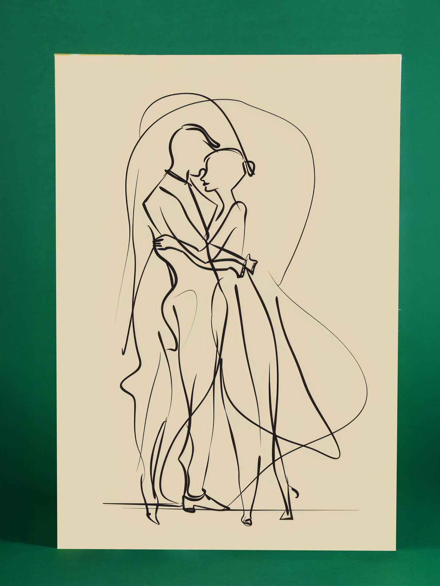 Romantic Dance Couple Line Art