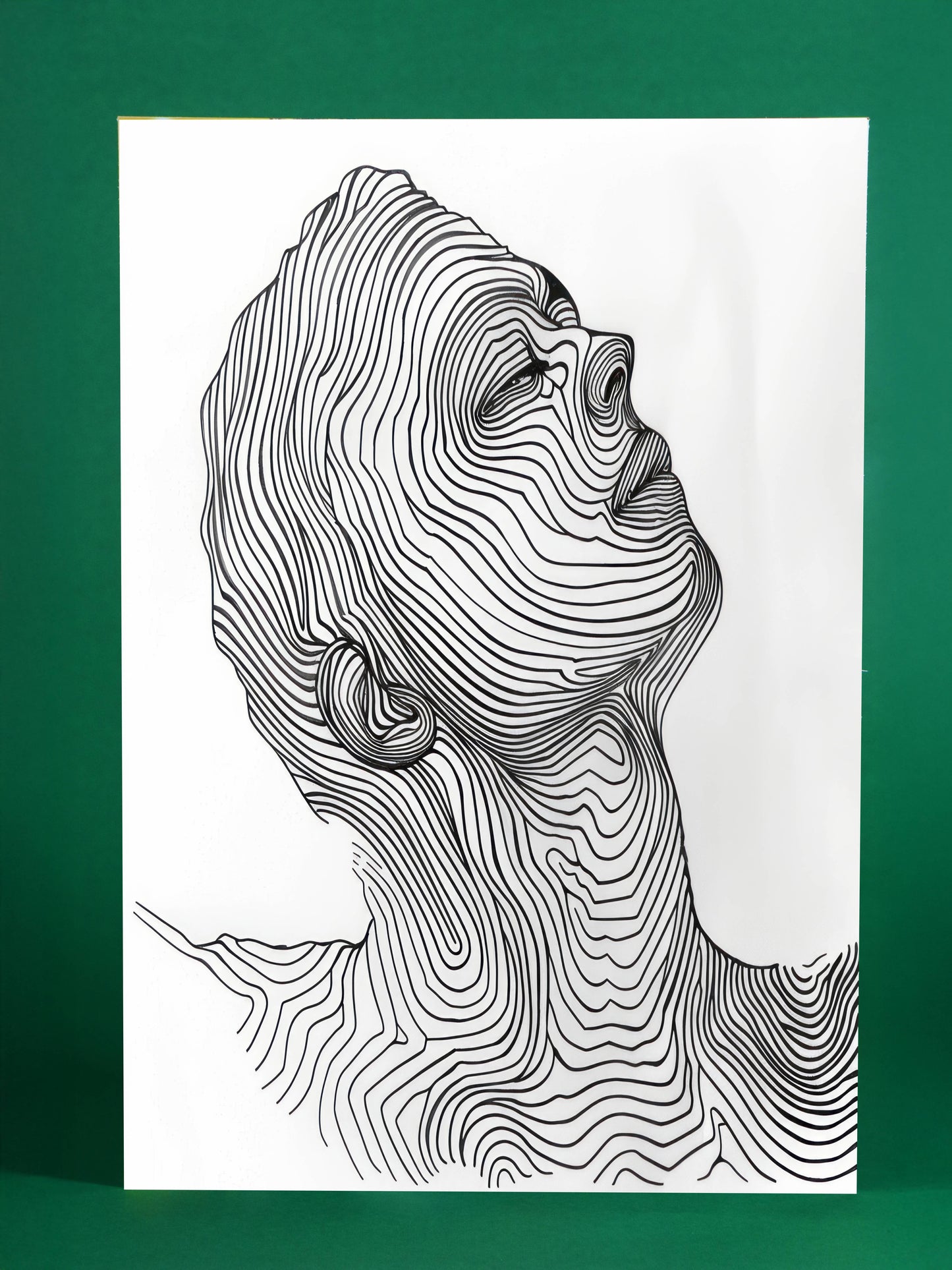 Modern Linework Face – Abstract Topographic Portrait Poster