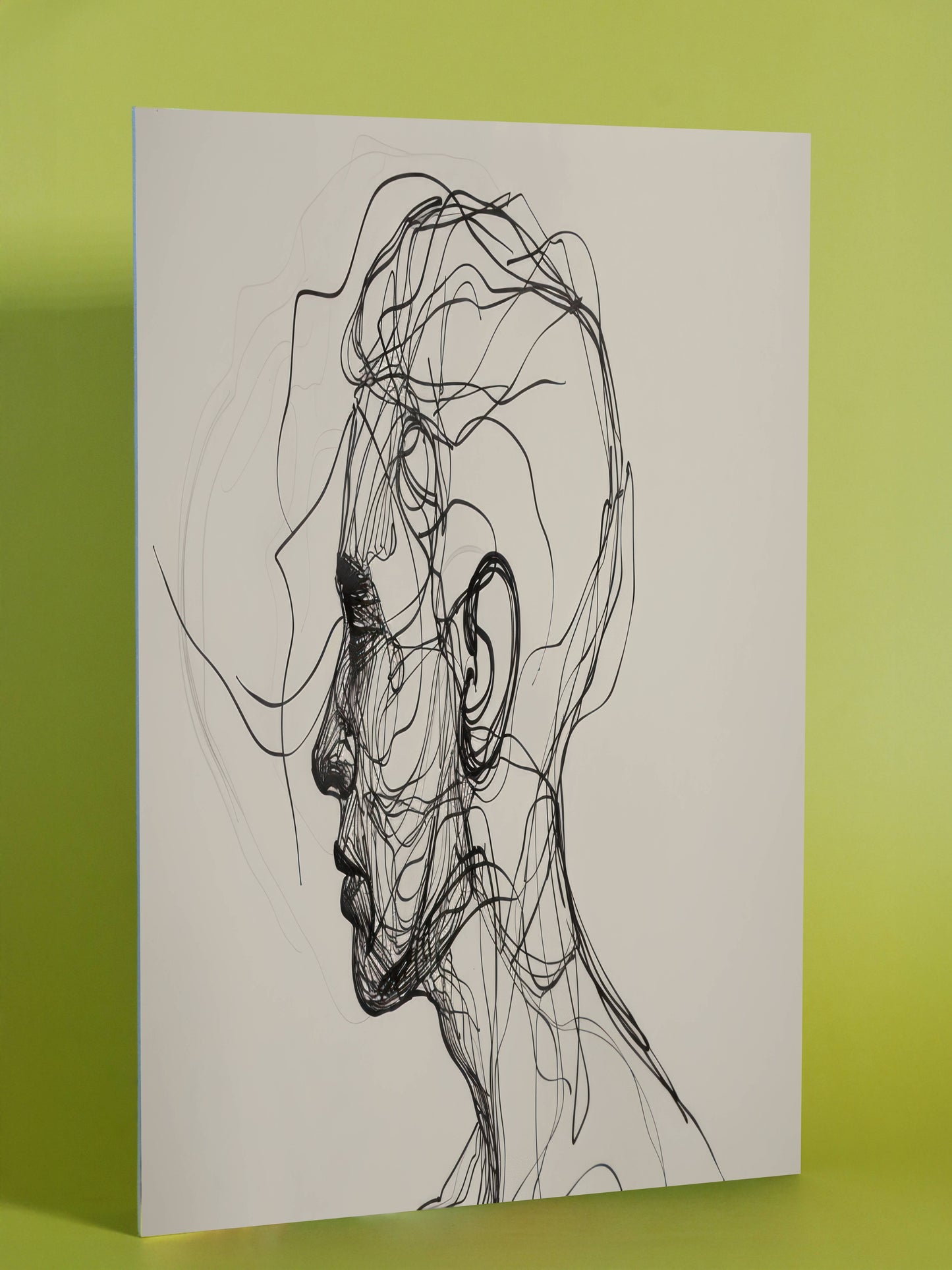 Expressive Contour Portrait – Ink Line Drawing Art Print
