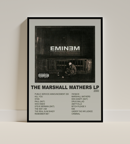 Eminem – The Marshall Mathers LP Minimalist Tracklist Poster