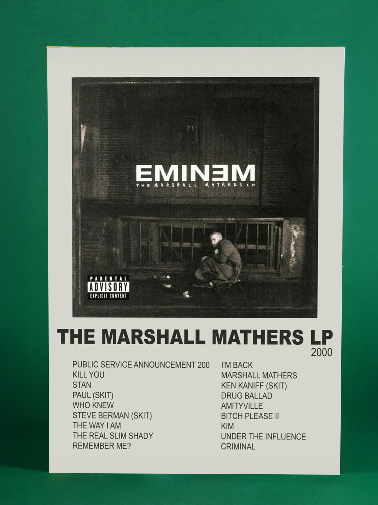 Eminem – The Marshall Mathers LP Minimalist Tracklist Poster
