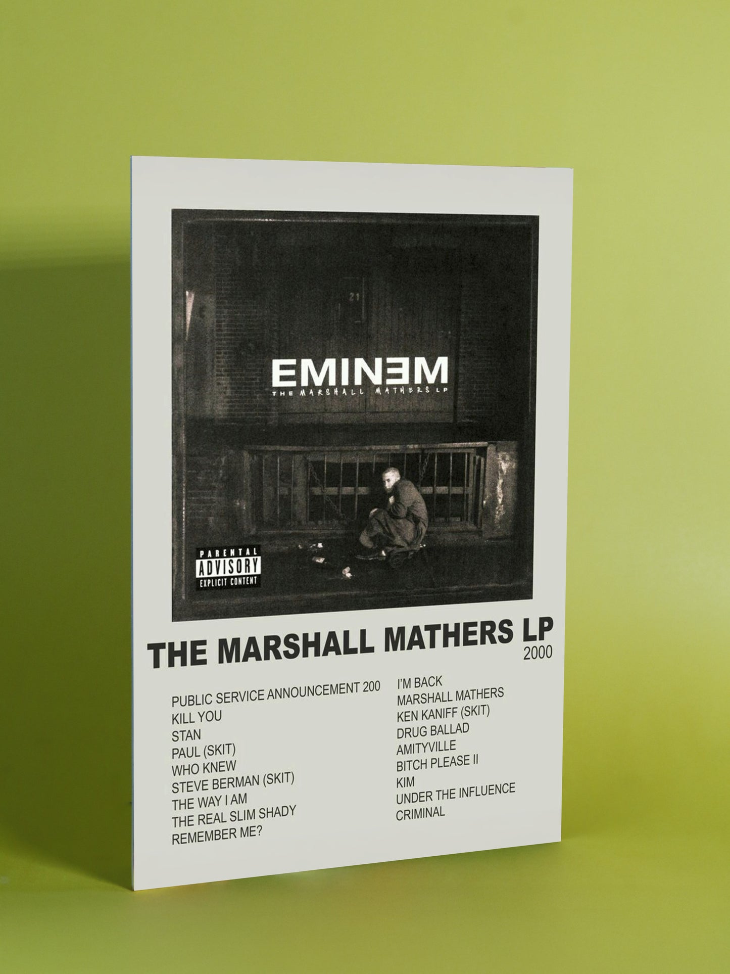 Eminem – The Marshall Mathers LP Minimalist Tracklist Poster