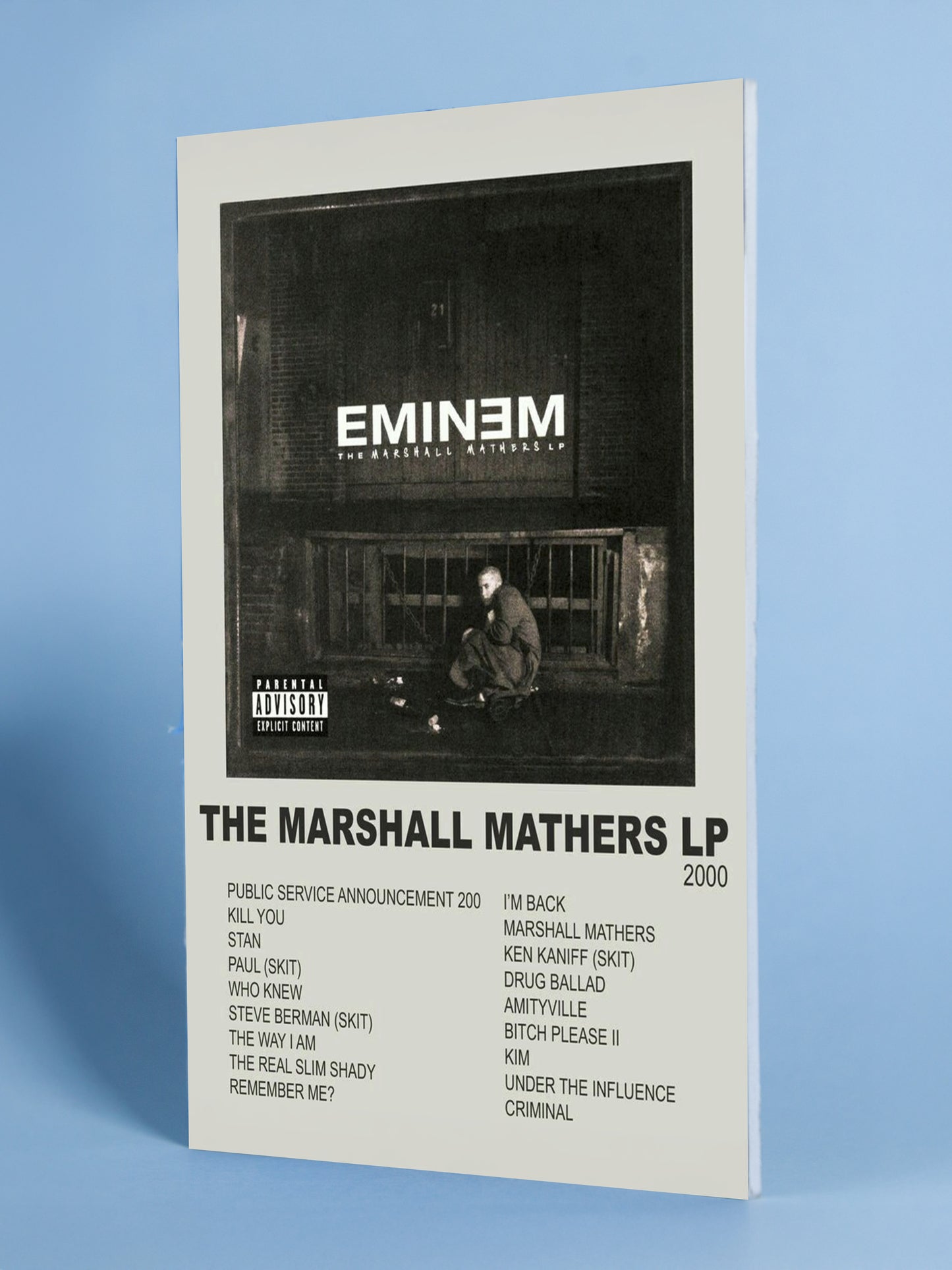 Eminem – The Marshall Mathers LP Minimalist Tracklist Poster