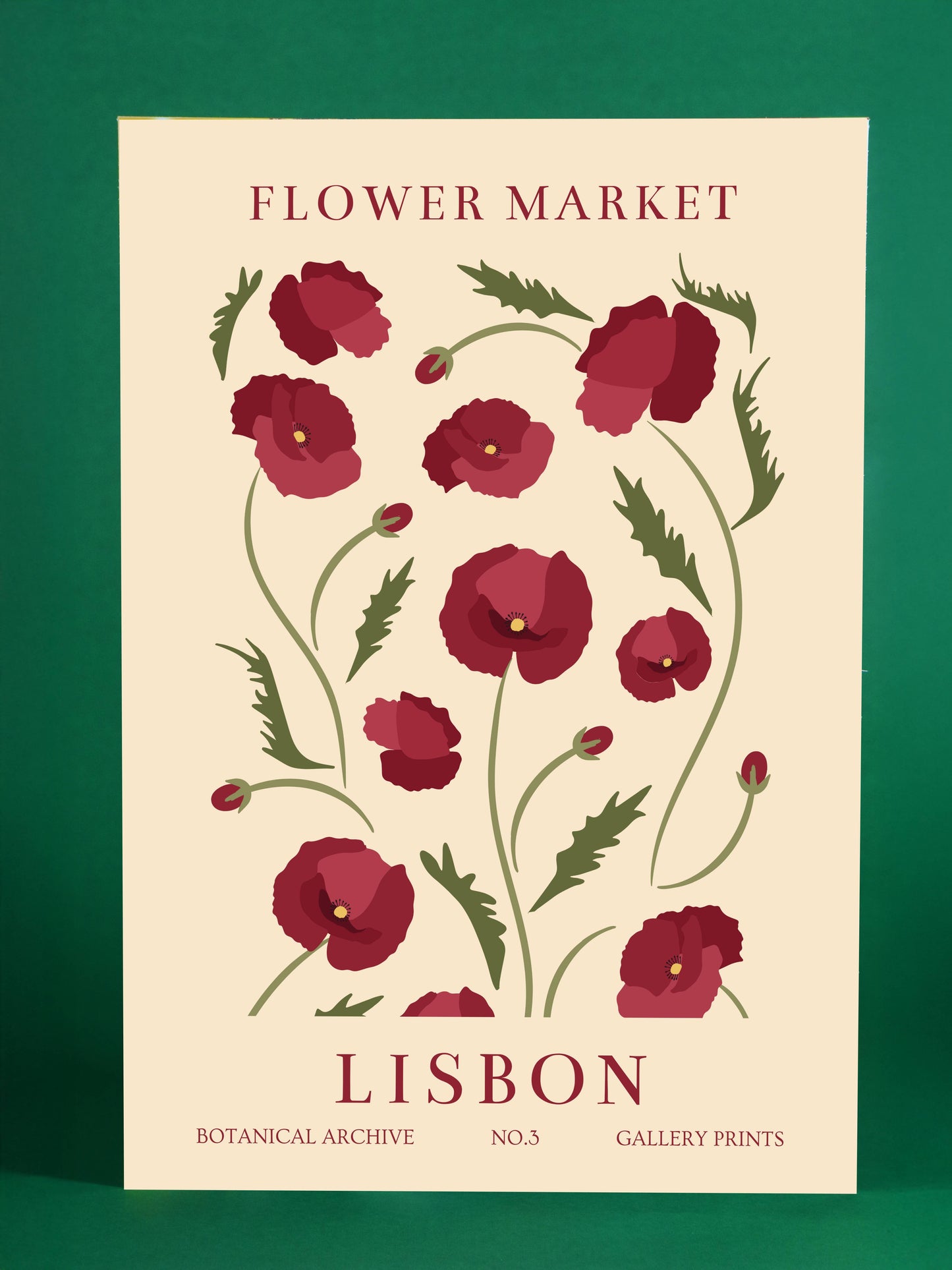 Lisbon Flower Market Poster – Botanical Poppies