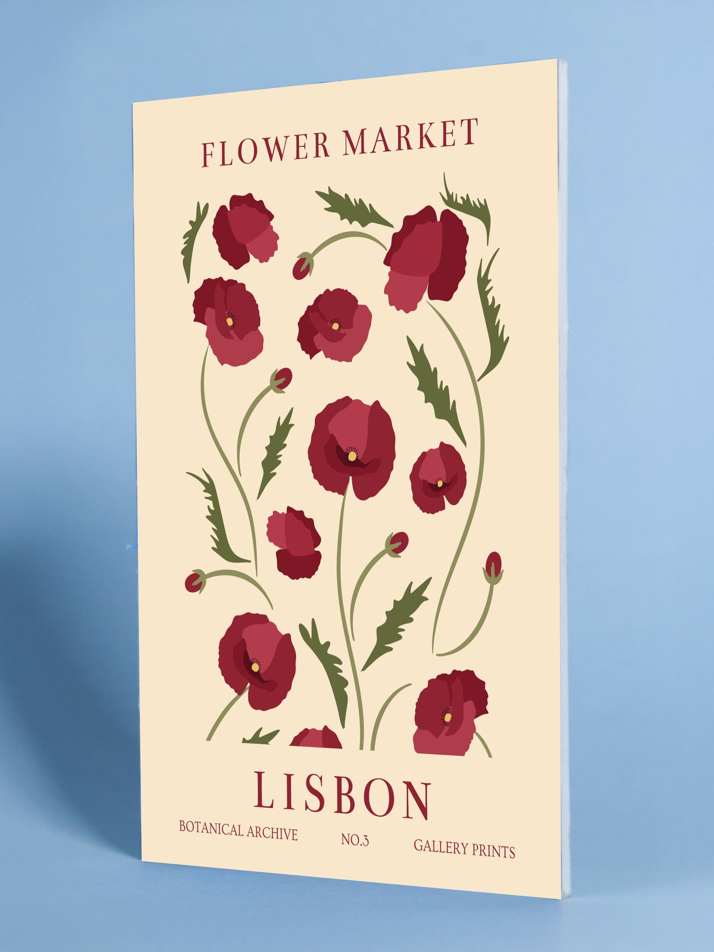 Lisbon Flower Market Poster – Botanical Poppies