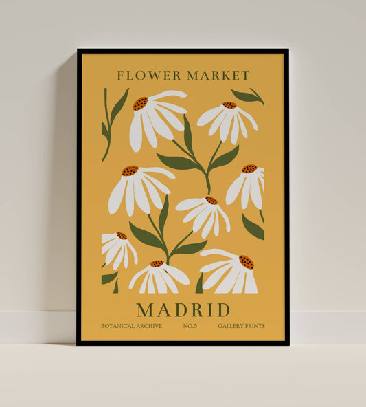 Madrid Daisy Flower Market Poster
