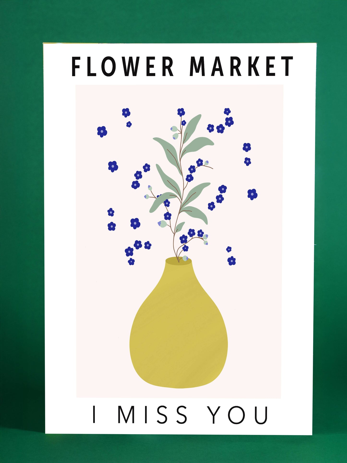Flower Market I Miss You – Blue Floral Yellow Vase