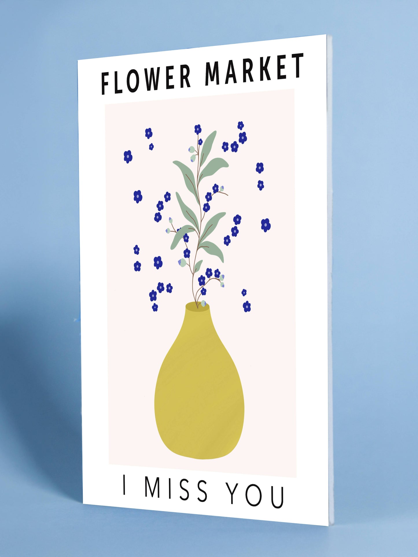Flower Market I Miss You – Blue Floral Yellow Vase