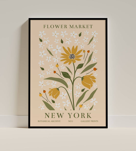 New York Sunflower Flower Market Poster