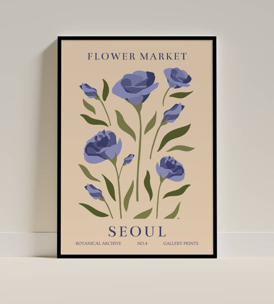 Seoul Peony Flower Market Poster