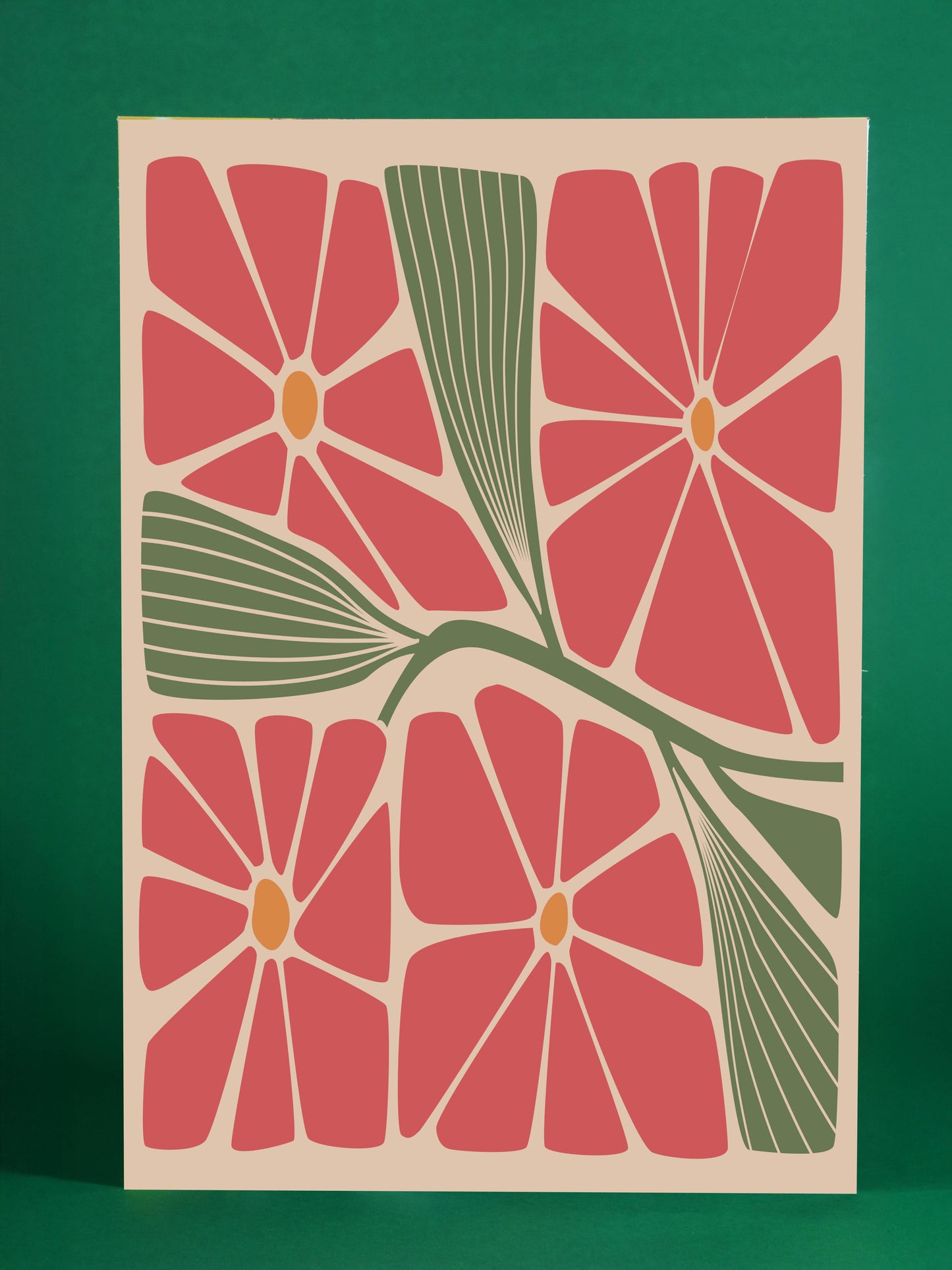 Modern Red Flower Abstract Botanical Print