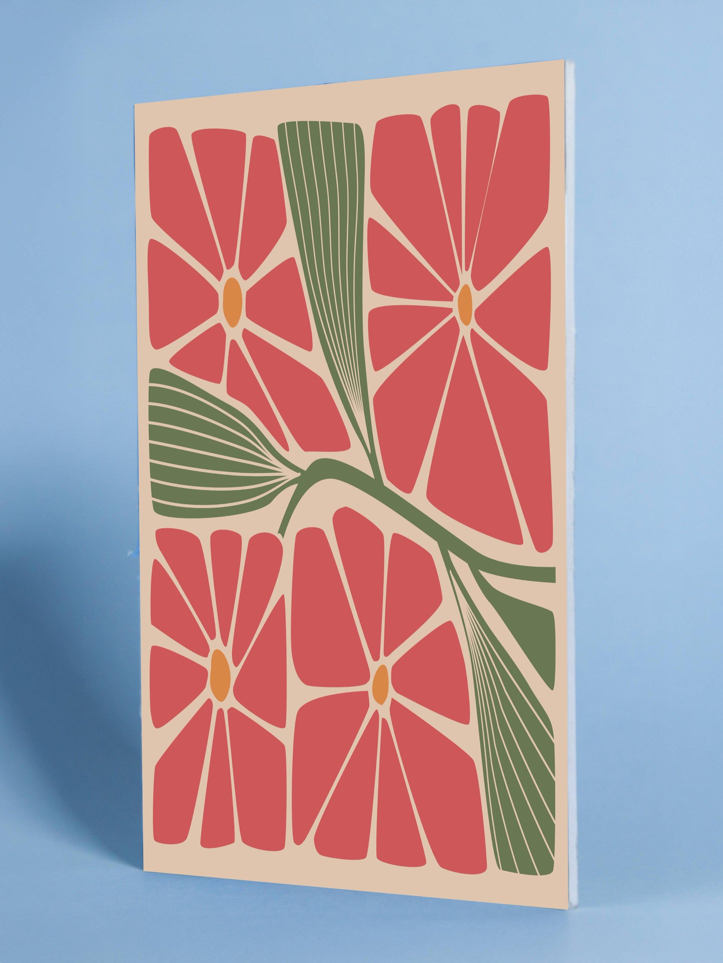 Modern Red Flower Abstract Botanical Print
