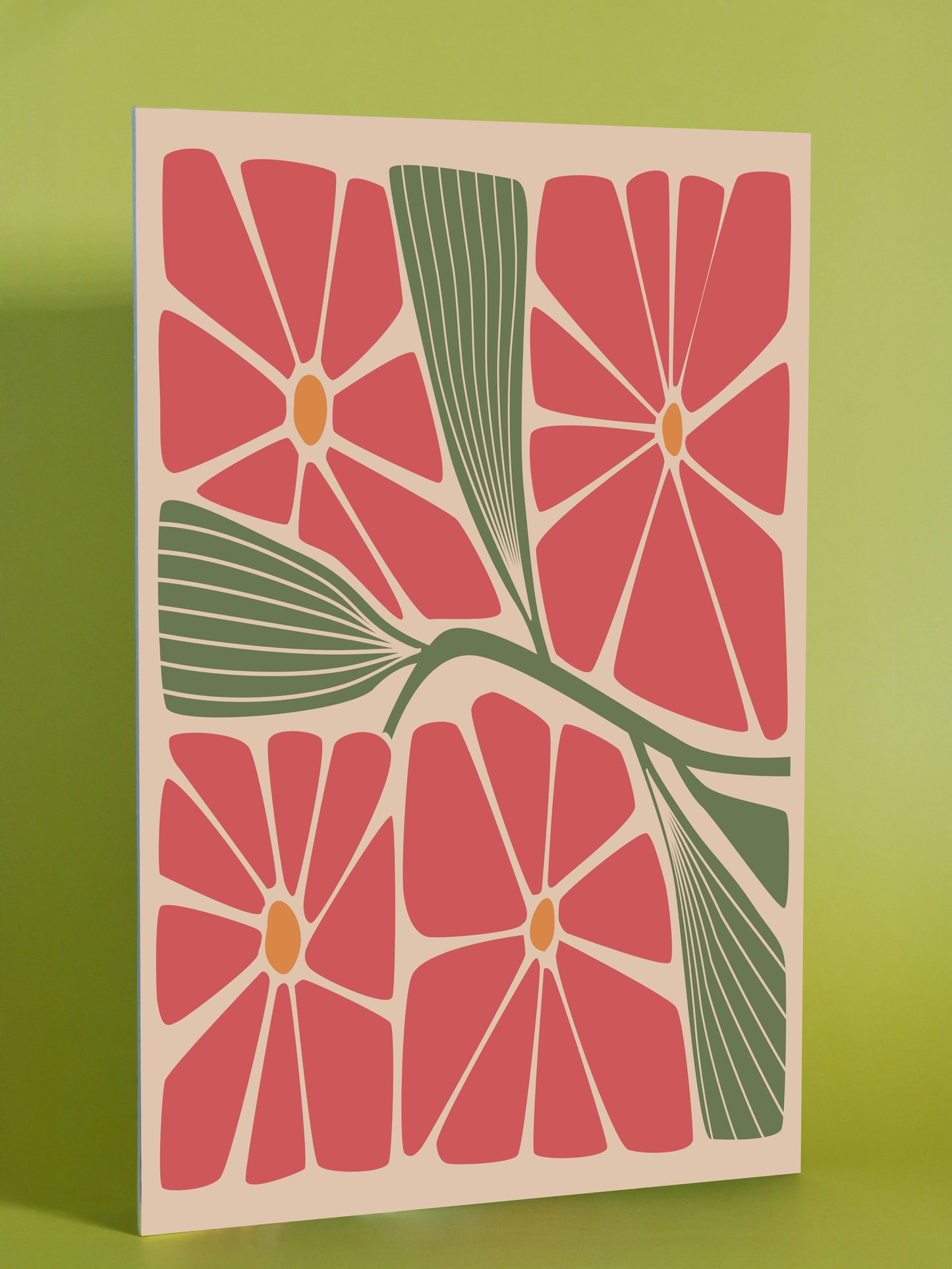 Modern Red Flower Abstract Botanical Print