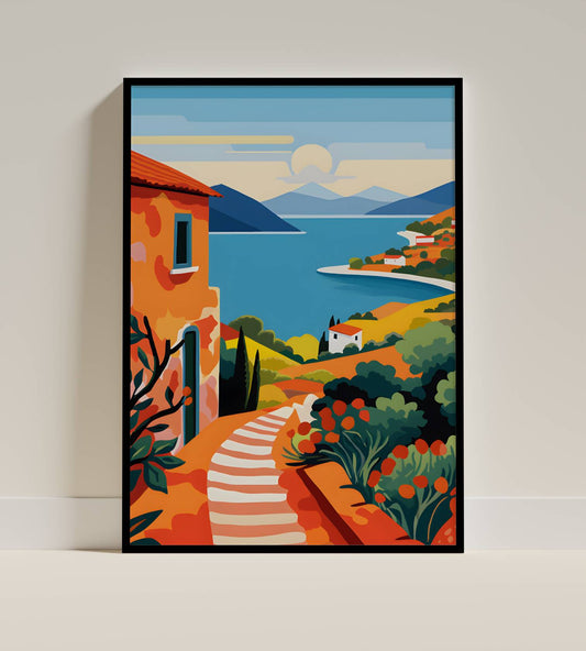 Mediterranean Coastal Landscape Art Print