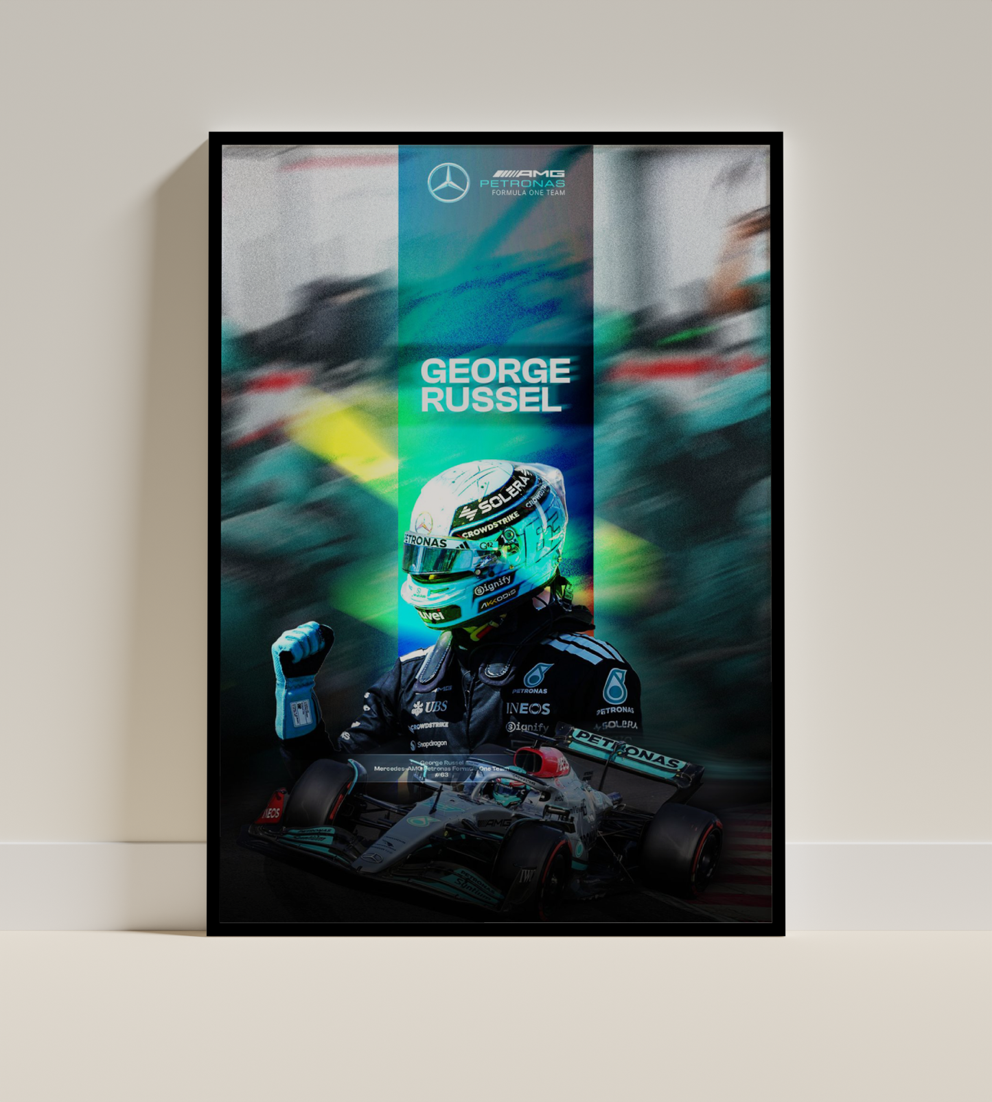 George Russell – F1 Racing Action Poster