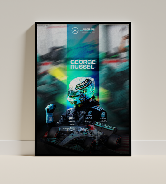 George Russell – F1 Racing Action Poster
