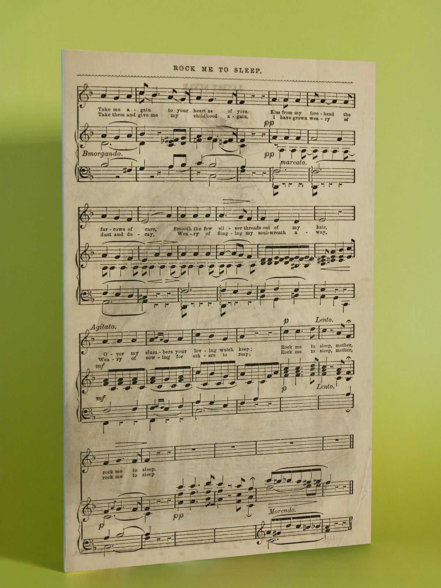 Vintage Sheet Music Poster – “Rock Me to Sleep”