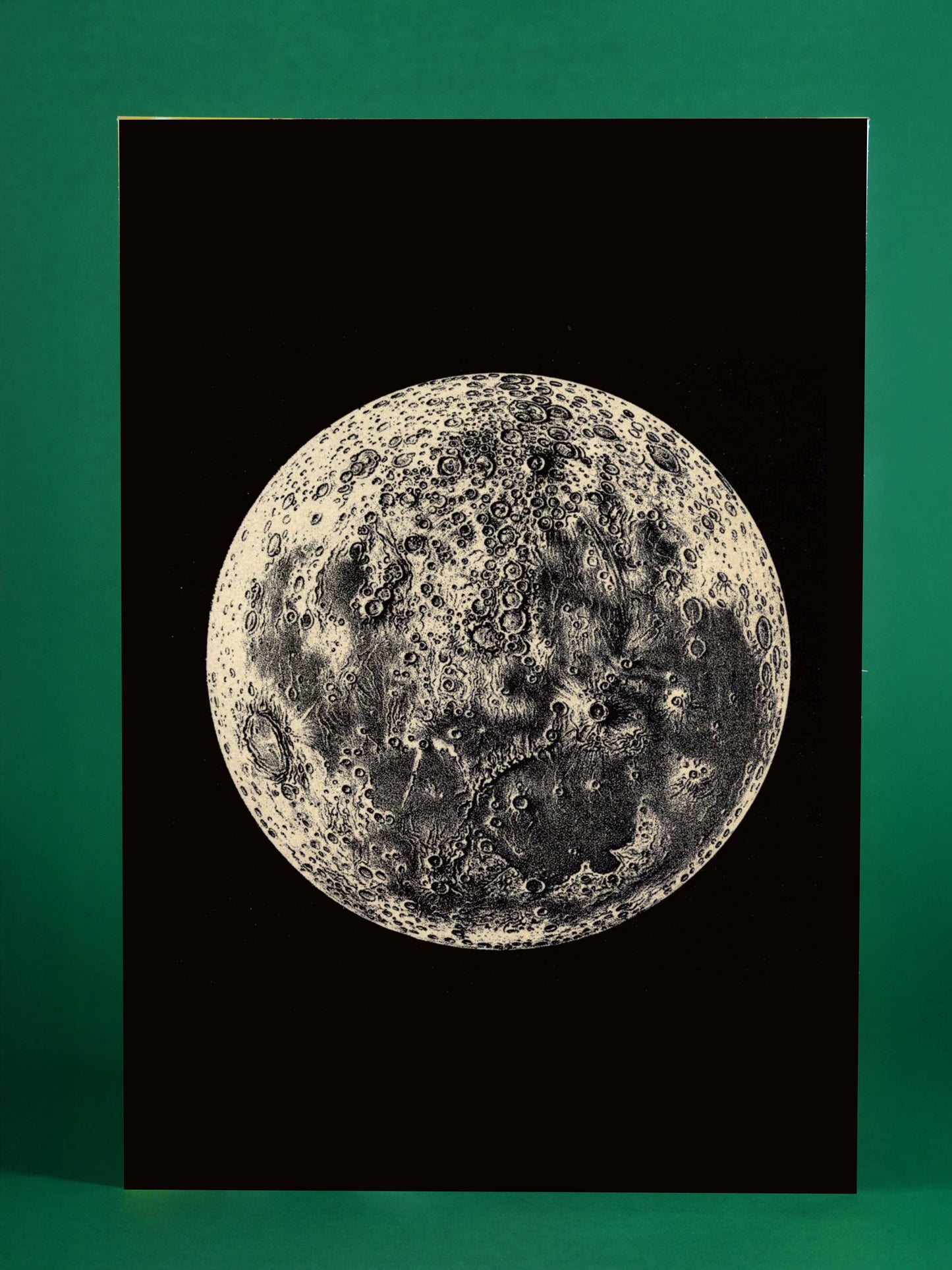 Vintage Lunar Surface Poster – Detailed Moon Illustration