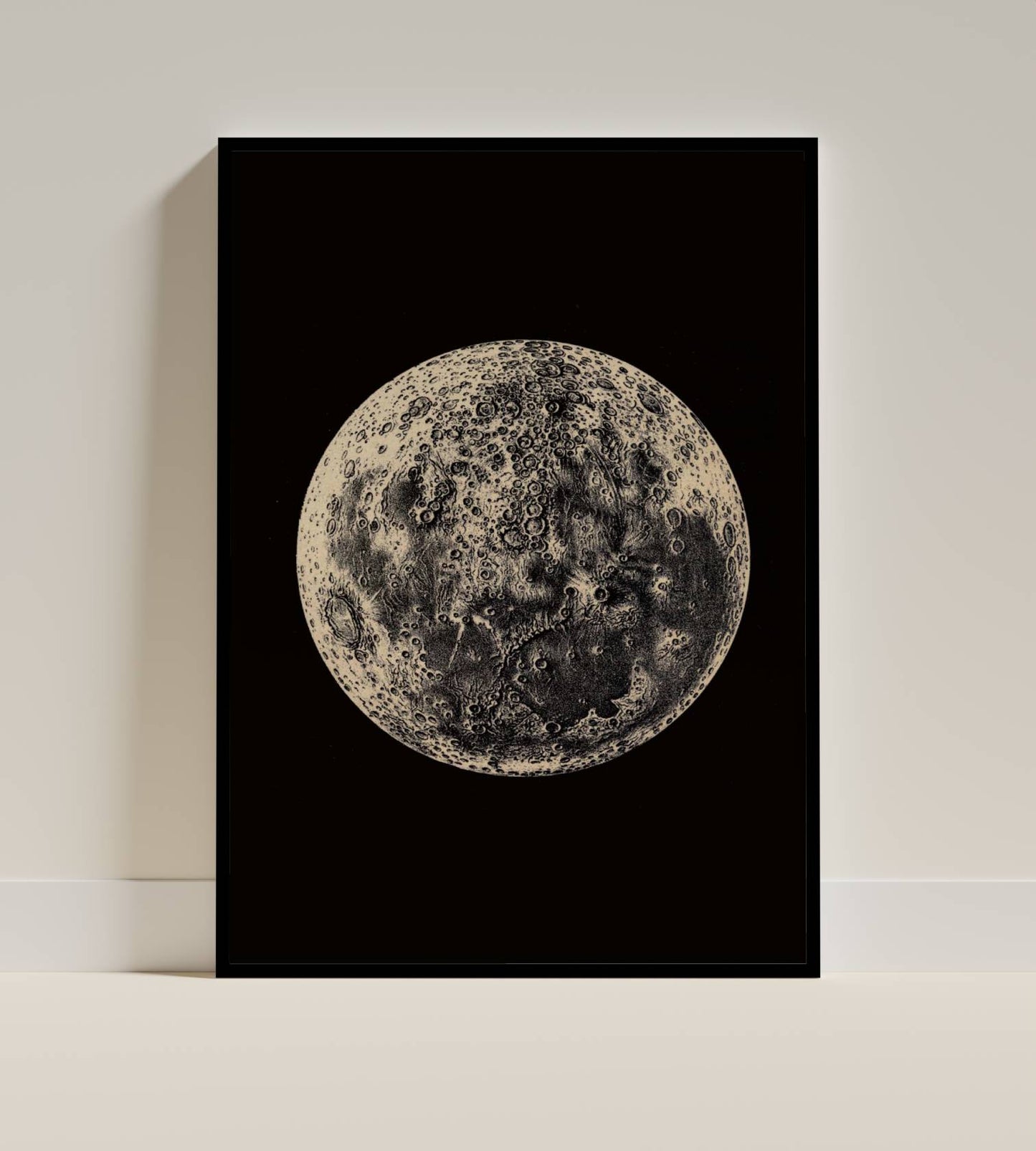 Vintage Lunar Surface Poster – Detailed Moon Illustration