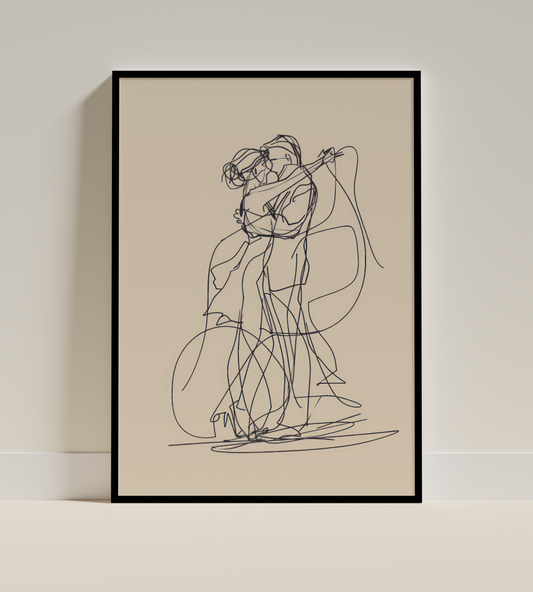 Embrace in Motion – Romantic Couples Contour Drawing