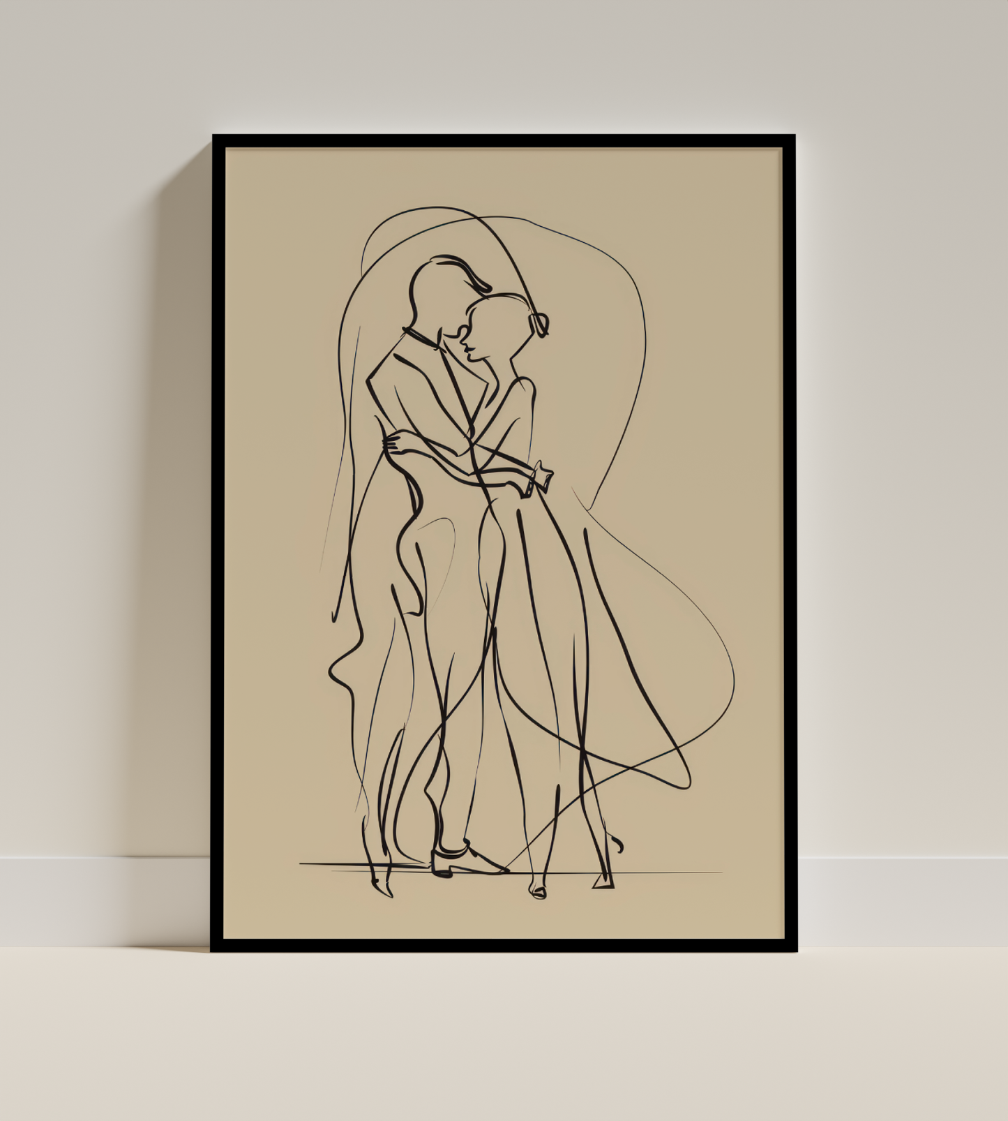 Romantic Dance Couple Line Art