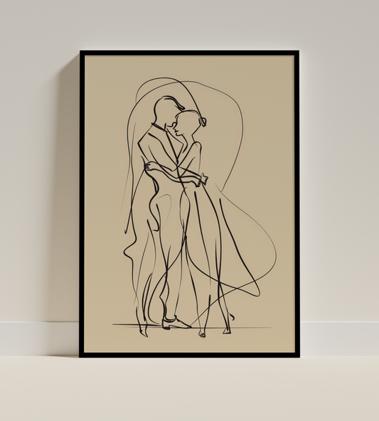 Romantic Dance Couple Line Art