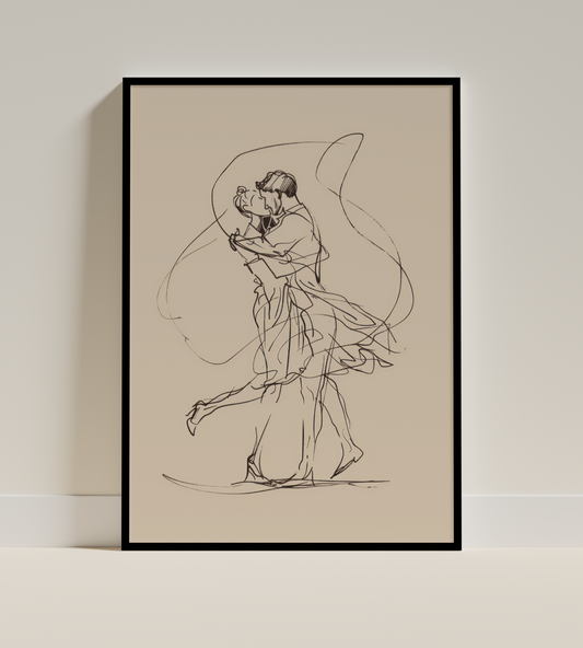 Joyful Dance Embrace Line Art