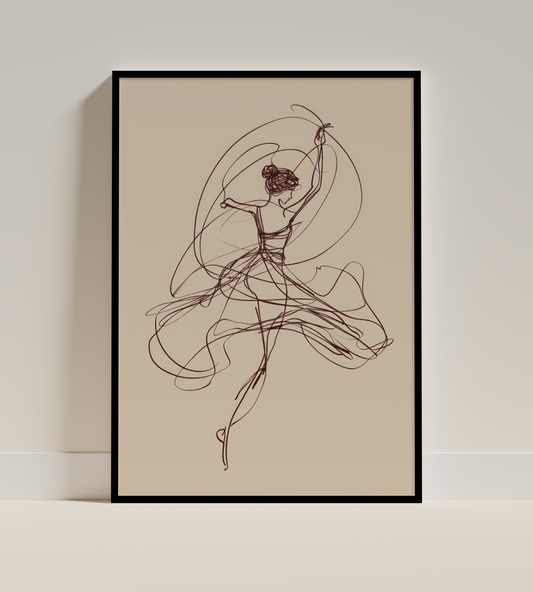 Ballet Dancer in Motion Line Art